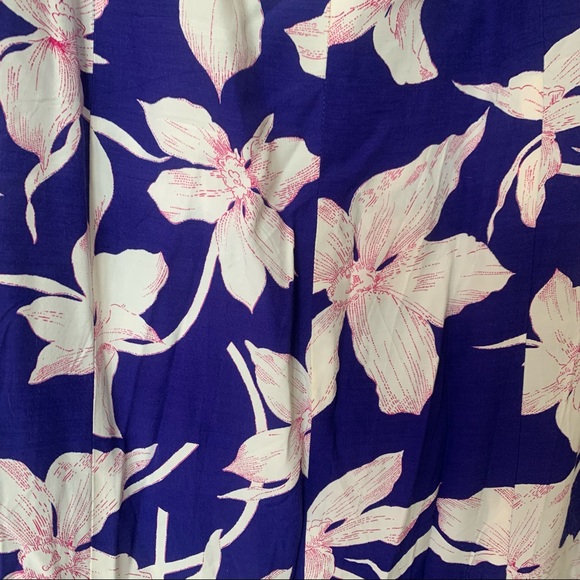 Midi Floral Blue and Pink Button Up Maxi Skirt - Picture 2 of 3